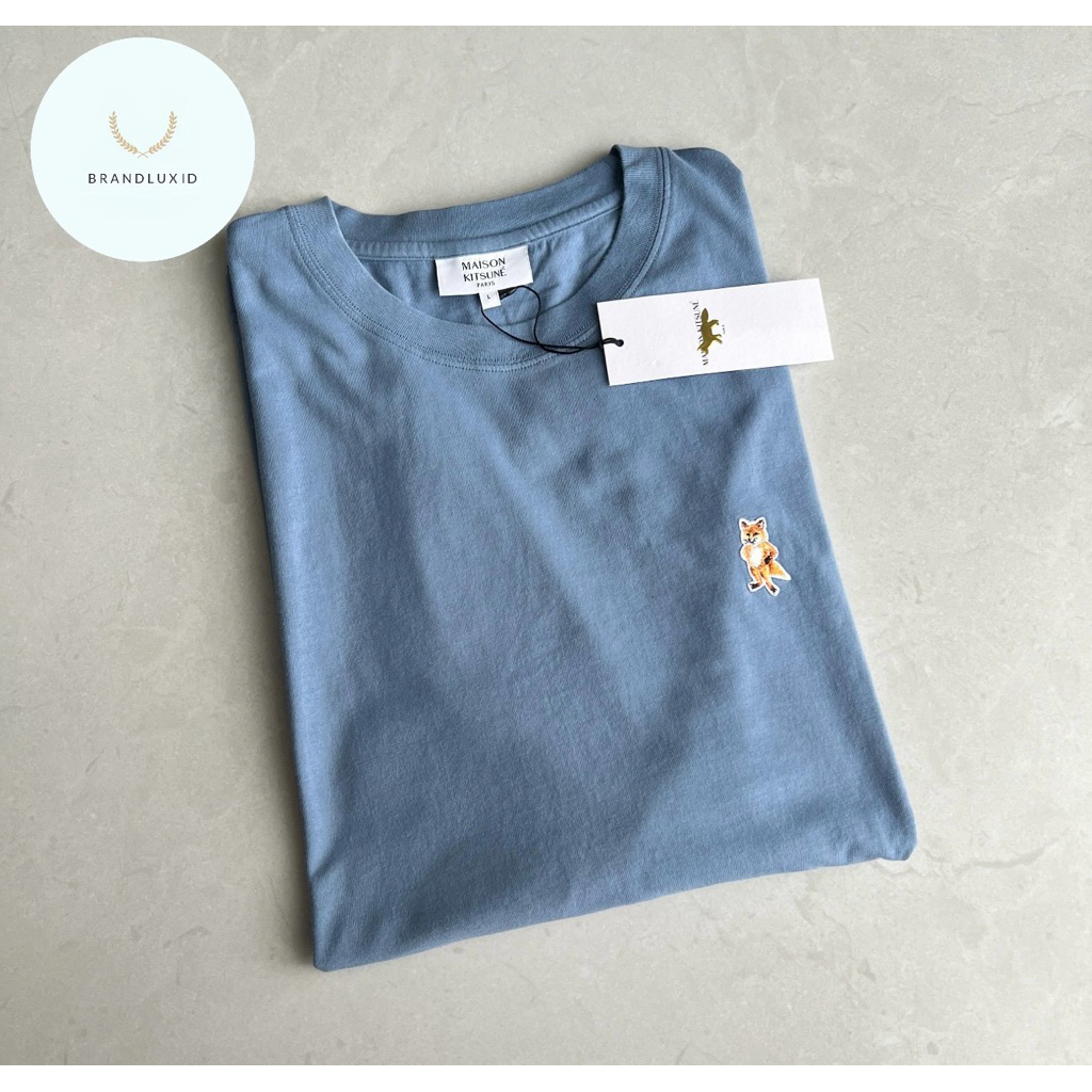 Maison kitsune standing fox tshirt powder blue
