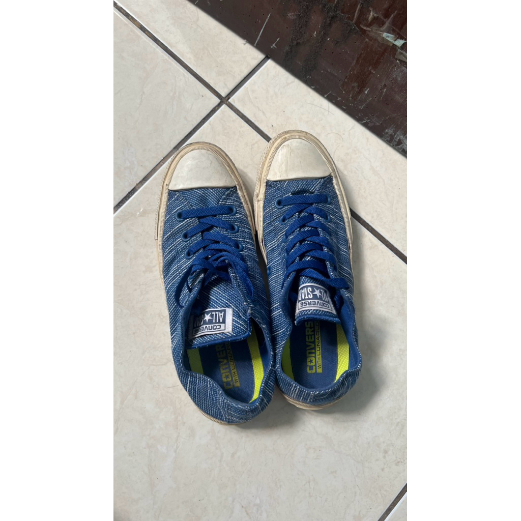 Sepatu ukuran 39 / 24,5 cm Original Converse Chuck Taylor II All Star Blue motif warna Biru Garis Wa