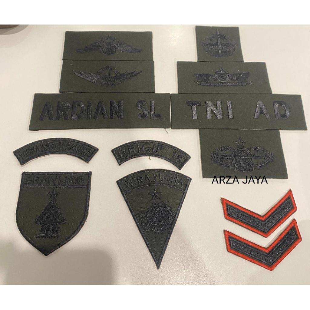 atribun papan nama pdl malvinas tni/atribut 1set brevet pdl tni AL AD AU