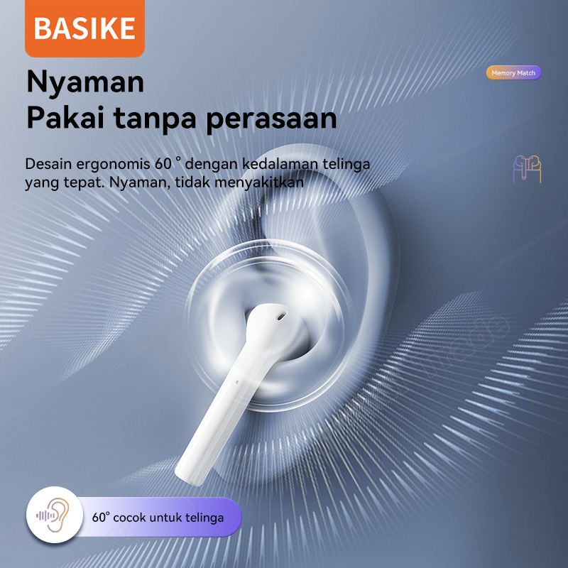 (Hot)Basike Headset Bluetooth Tws Wireless Earphone Earbuds Gaming Original Waterproof Tw11 Tw90