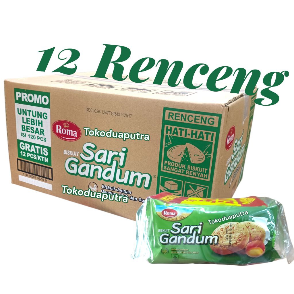 Roma Sari Gandum Plain Renceng 1 Karton X 12 Renceng / Roma Sari Gandum Sachet