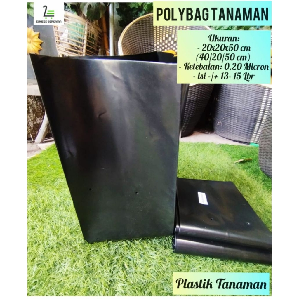 (1Kg) Polybag Besar Uk: 20x20x50cm (40/20x50 Tebal 0.20) /PolybagTanaman/Plastik Polybag Hitam