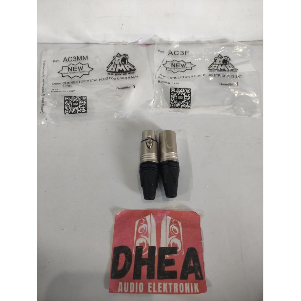 Jack Jeck Canon Male/Female BMA AC3MM / AC3F Jack XLR BMA ORI 3pin Cowok / Cewek Canon XLR BMA High 
