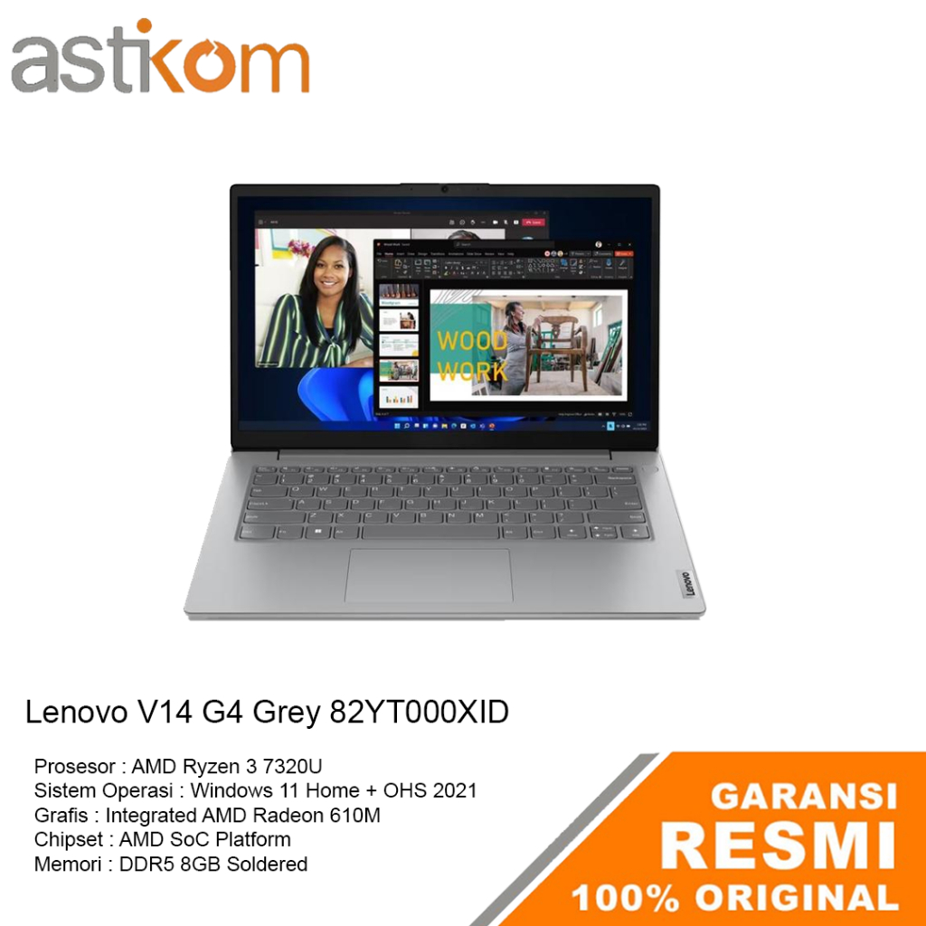 Notebook LENOVO V14 G4 82YT010XID Ryzen 3 7320U 8GB 256GB W11 OHS Grey