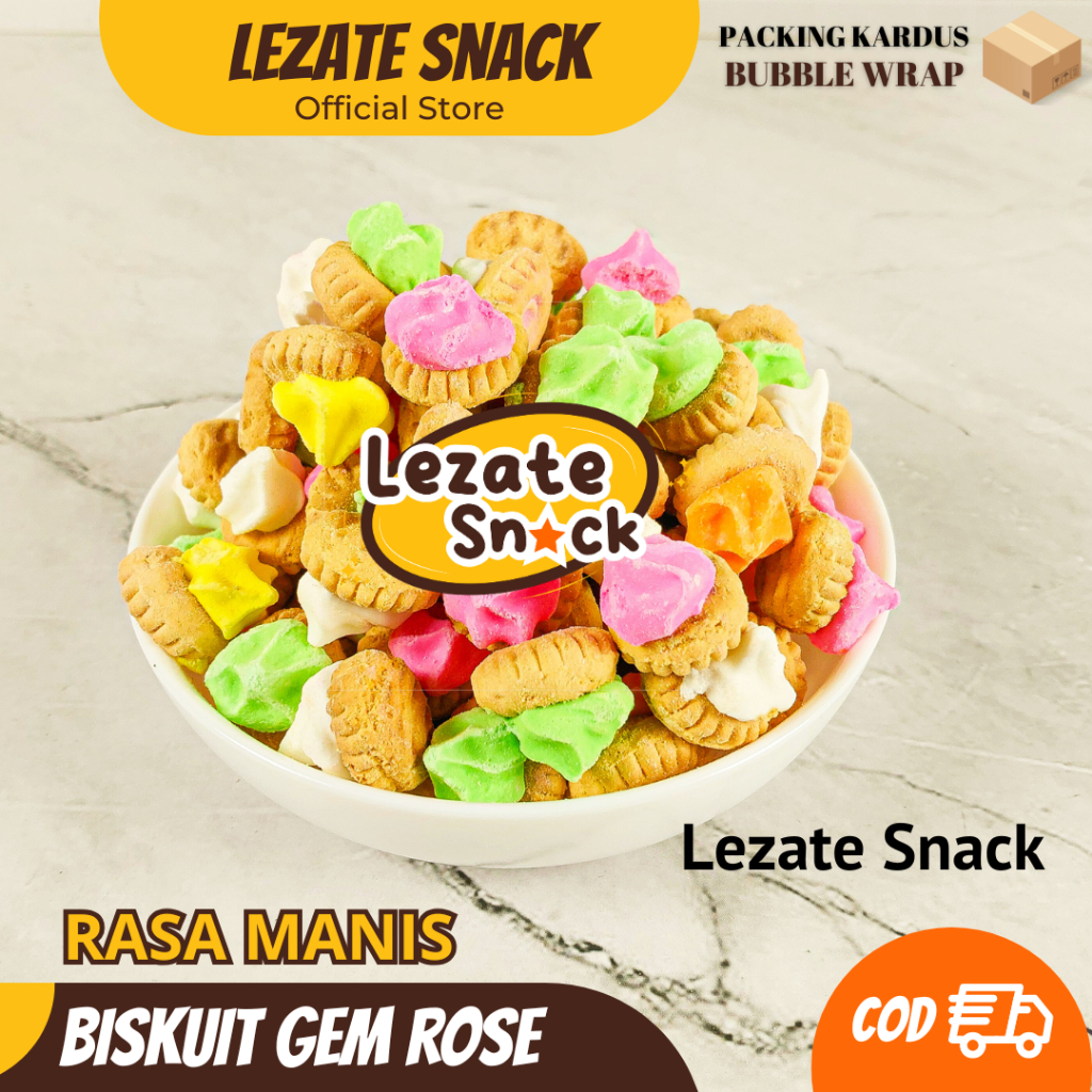 Gem Rose Biskuit 200gr Murah Enak Renyah / Kue Gemrose Biskuit Gem Bunga Roti Kering Manis Roti Mawa