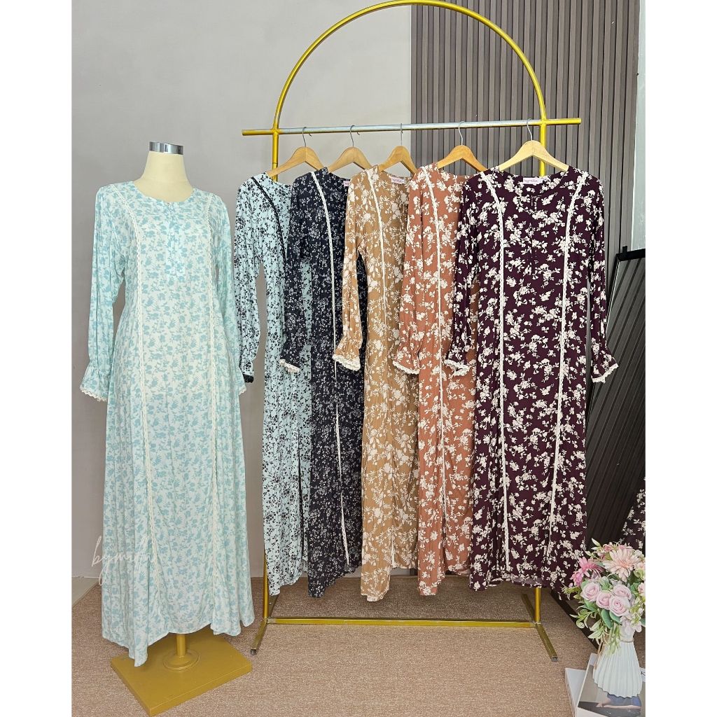 Mahira Gamis Katun Daily Lengan Panjang Daster Panjang Homedress Katun Wanita
