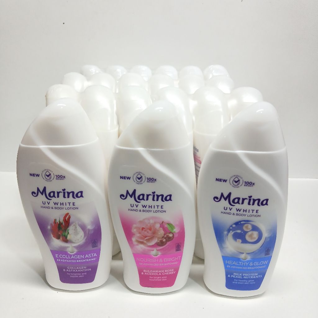 grosir 6pcs marina kecil ) marina uv white hand & body lotion 92ml