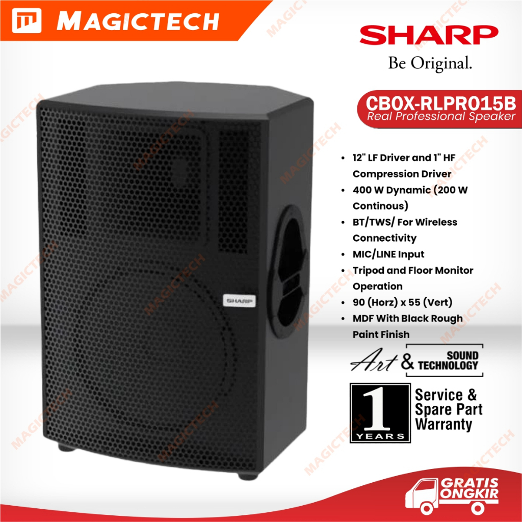 SHARP Active Speaker CBOX-RLPRO15B Real Professional 2 Way 15 Inch LF Driver Bluetooth TWS Tripod