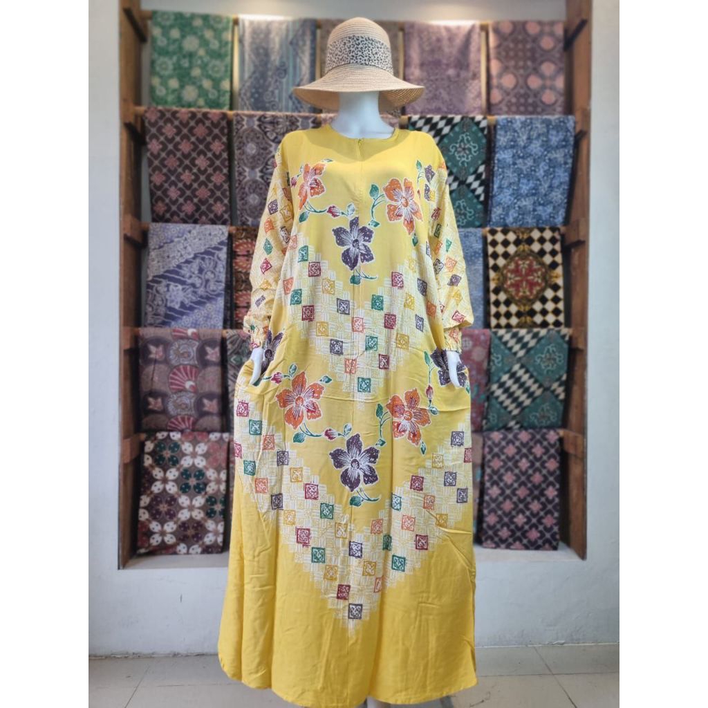 TINUR ENCIM Gamis Batik Colet Twill Ld 115 Pb 140 Jumbo Busui