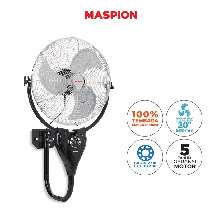 Maspion Power Wall Fan Kipas Angin Dinding 20 Inch PW-2002 RC / Kipas Angin Remote Maspion PW 2002RC
