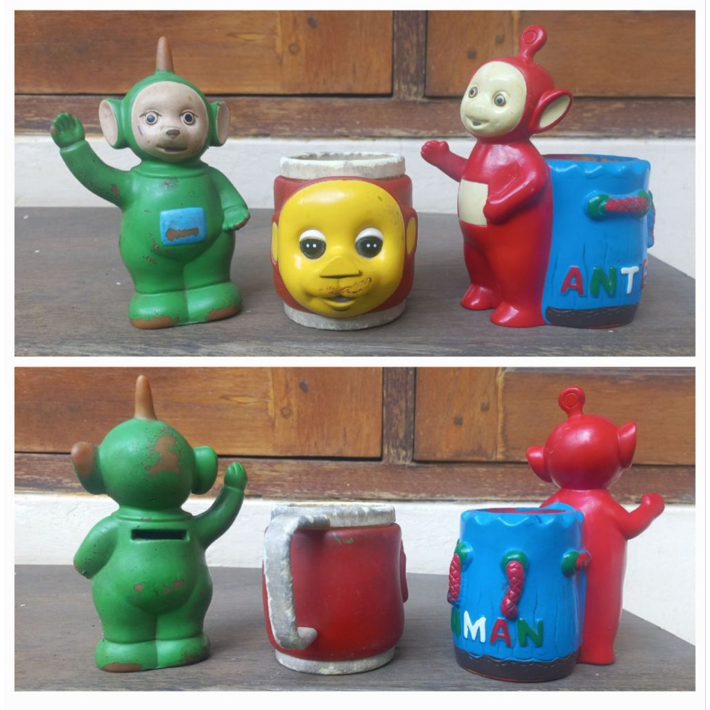 Mug Gelas cangkir Tempat minum Teletubbies-3D set dapat 3pc : 1pcMug + 1pc Coinbank Hijau Green Dips