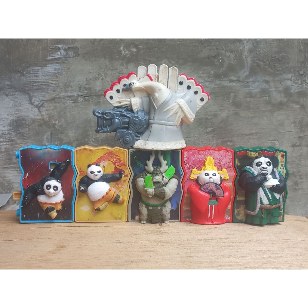 Mainan figure Kungfu Panda set dapat 5pc blok Original McDonald Dreamworks LLC bonus 1pc Lord Shen