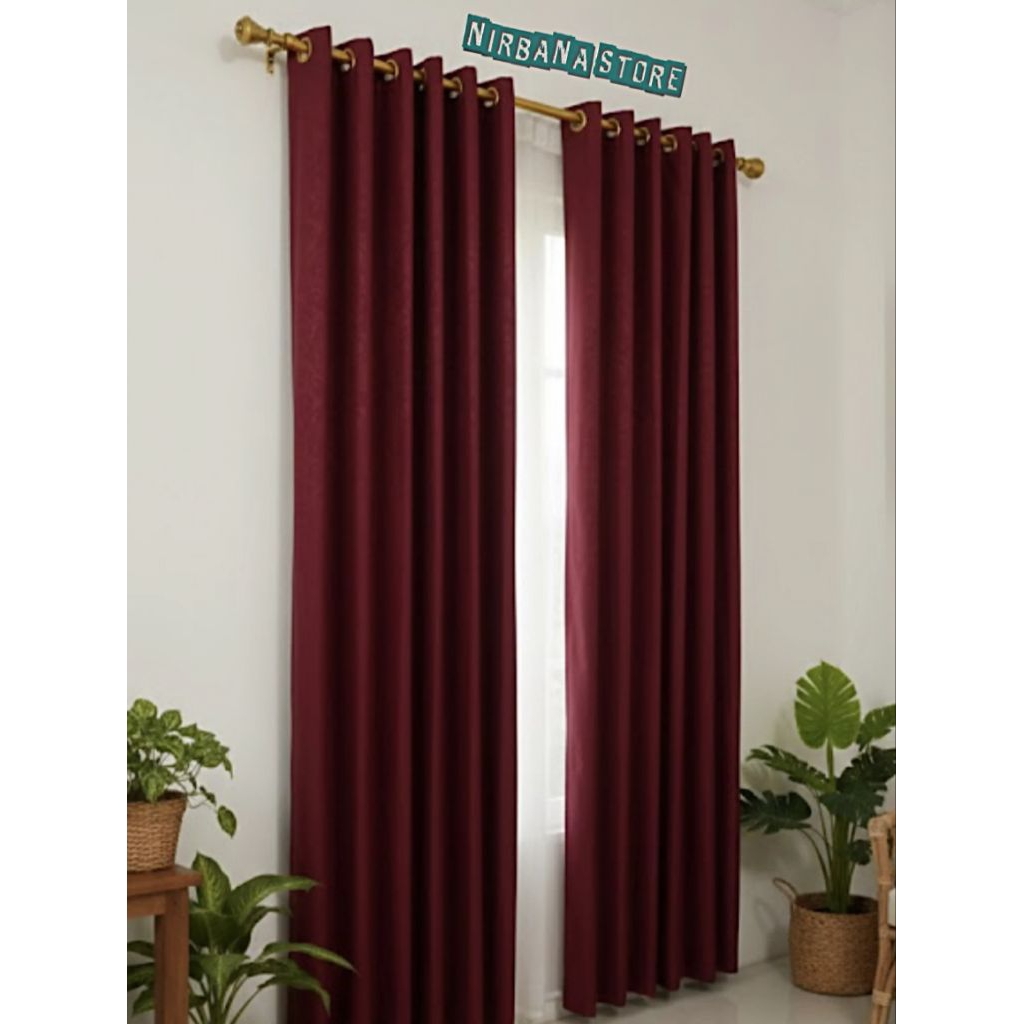 Gorden Polos Embos Smokring 130x220 cm - 12 Ring 6 Gelombang - Kain Embos Halus Tidak Luntur + Tali 