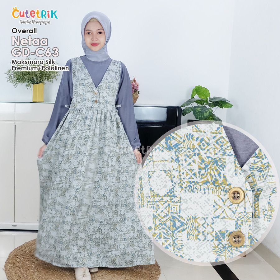 Jumpsuit Anak Perempuan Set Tunik Overall Remaja  Gamis Overall Cutetrik Terbaru Model Korean Style