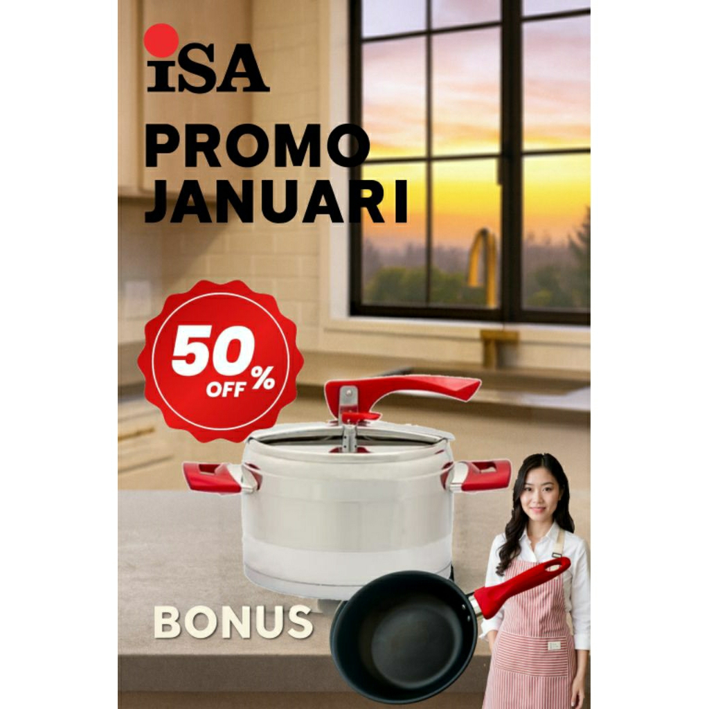 Panci Isa Ruby Presto BTS LTP Ukuran 5 Lt  Anti Lengket Murah dan Bagus Multifungsi Premium Bahan St