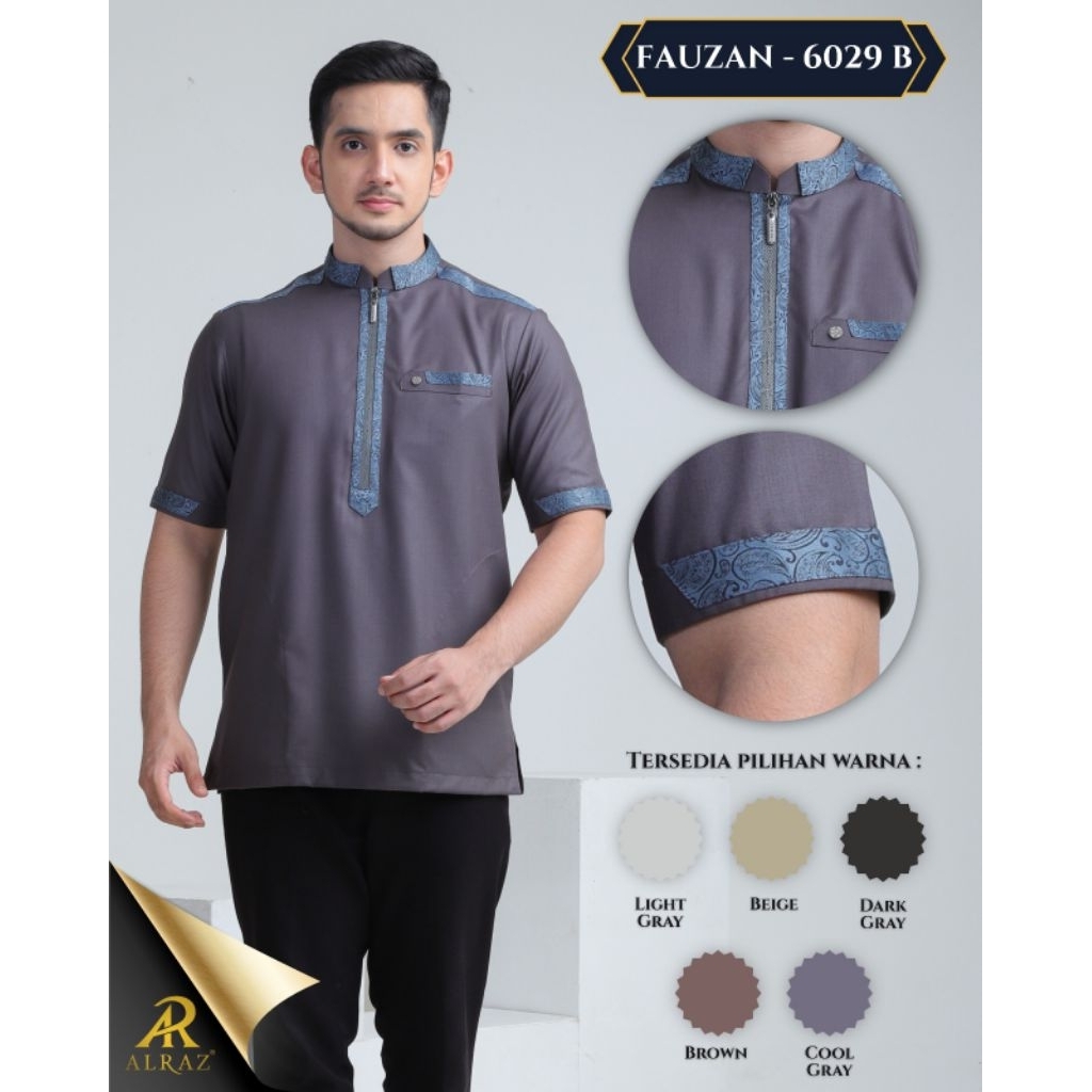 ALRAZ Koko Fancy Zipper Lengan Pendek Fauzan 6029B