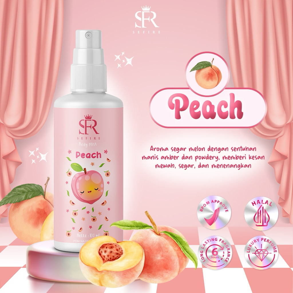 SEFIRE Parfum Dessert Series 100ml | Aroma Peach | Best Seller | Premium parfum | BPOM & Halal | Par
