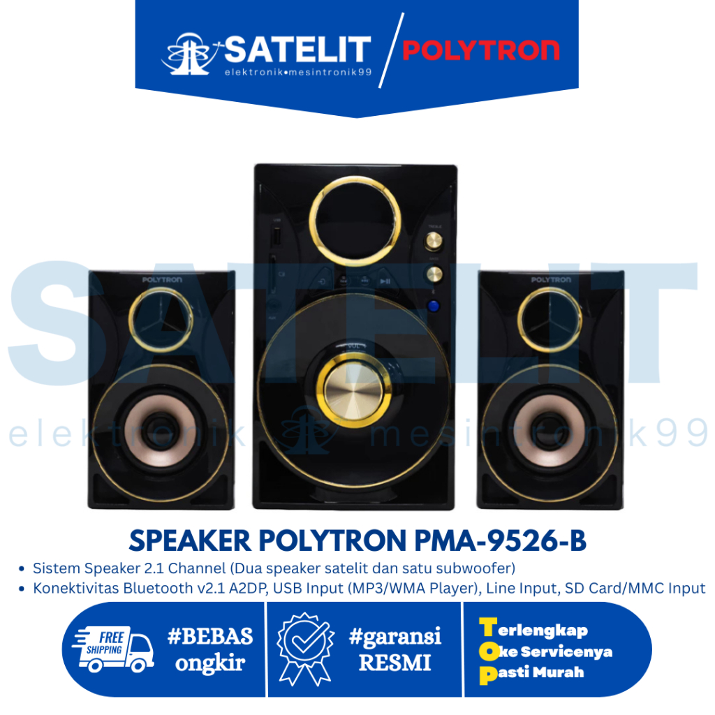 POLYTRON Active Speaker PMA-9310-BA/BG | Bass Mantap | Bluetooth USB Karaoke