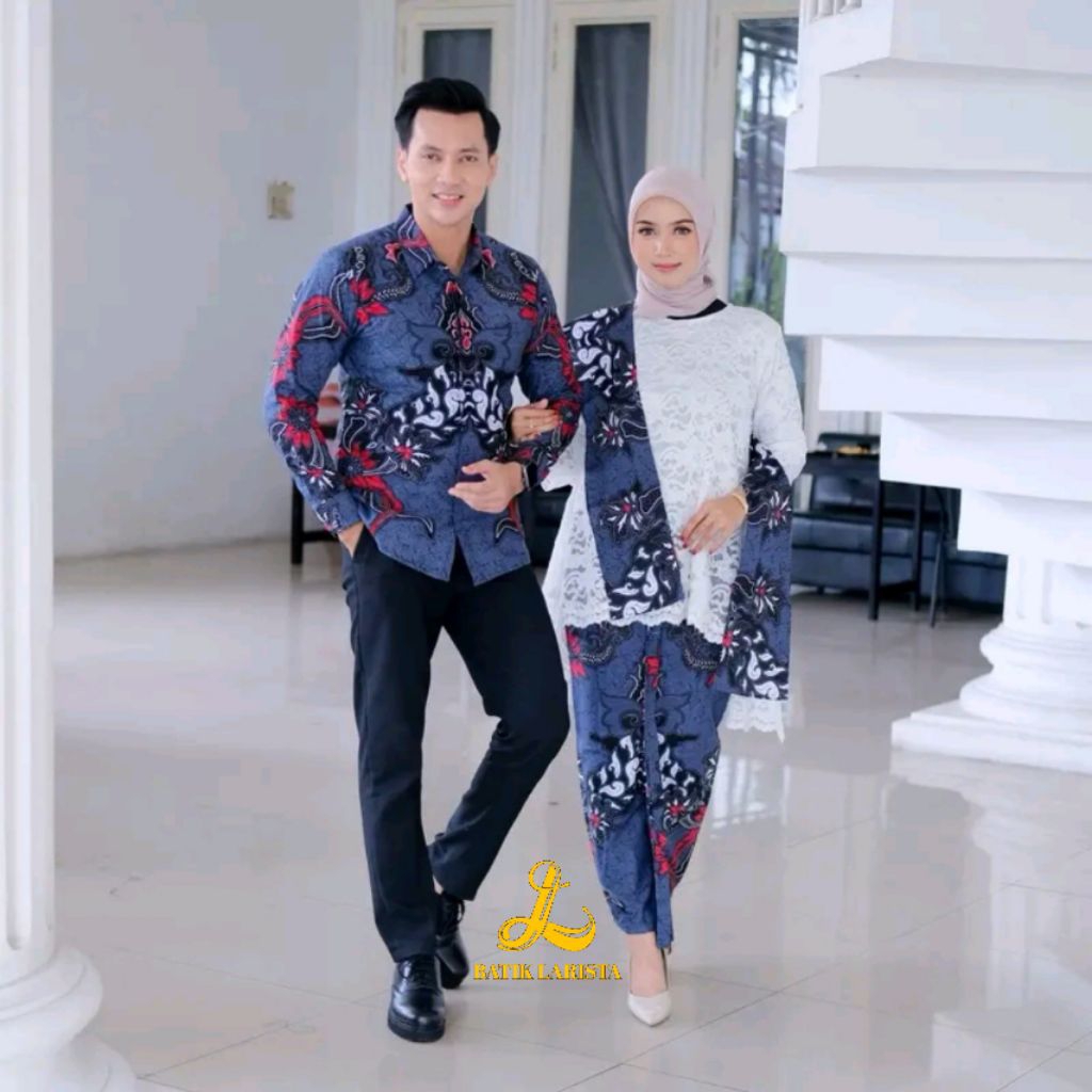 Larista Batik Couple Kemeja Batik dan Rok Wiru Wanita Motif Turangga Modern Model Terbaru Keren Buat