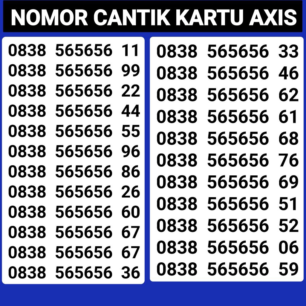 Nomor Cantik Axis Kartu Axis Kartu Cantik Axis seri ABABAB