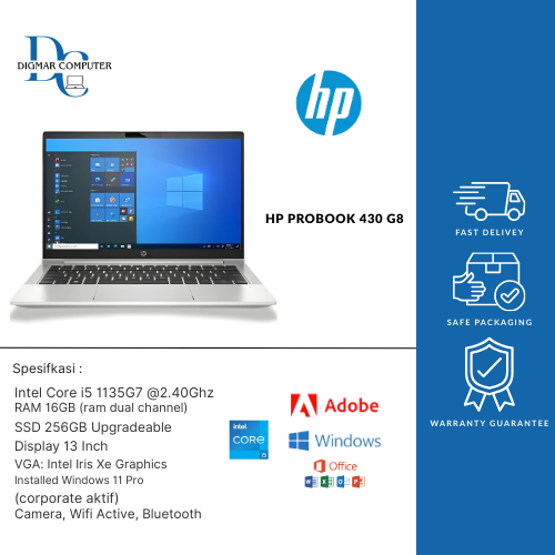 Jual Laptop second Jual Laptop murah  Like New HP 430 G8 Intel Core i5 1135G7 Ram 16gb DDR4 SSD 512G