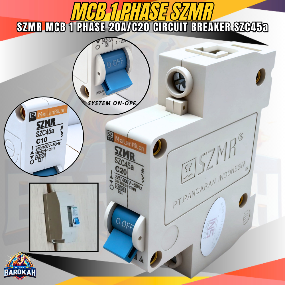 MCB 1P C20 MeiLanRiLan Circuit Breaker 1P 20A / Pemutus Arus 1 Phase 20 Ampere SZMR Produk Original.