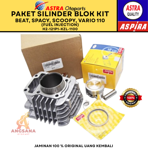 LOK SEHER + PAKET SAHET PISTON KIT BLOK CYLINDER BEAT (FUEL INJECTION),SCOPPY (FUEL INJECTION), SPAC