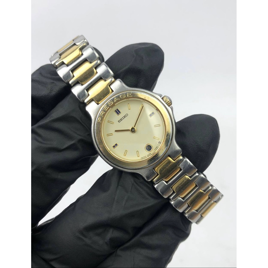 PRELOVED JAM SEIKO PRESAGE LADY TWOTONE GOLD SILVER ALL ORIGINAL | SEIKO VINTAGE WATCH