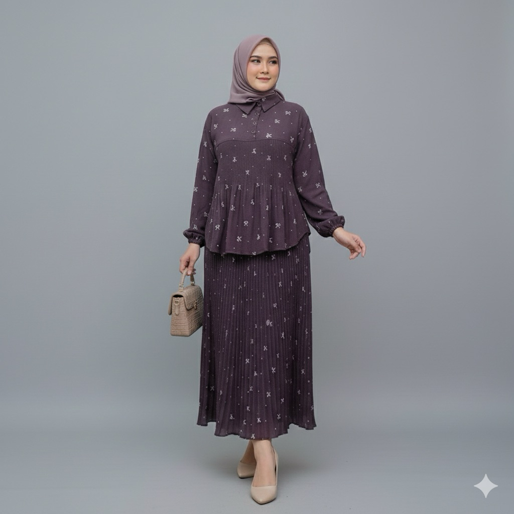 Clodia Rok Set Crinkle Premium - ONE SET ROK WANITA KOREAN STYLE - SETELAN ROK MOTIF PREMIUM
