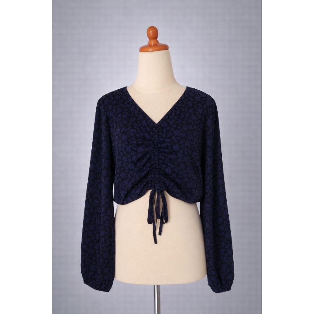 BLOUSE CROP FLORAL - LENGAN PANJANG