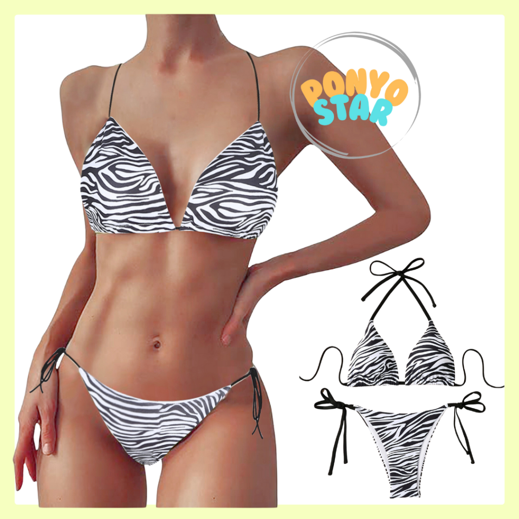 557 Lingerie 1 Set CD BH G String Wanita Dengan Busa Cup Beachwear Bahan Katun Bikini Hot Seksi Cewe