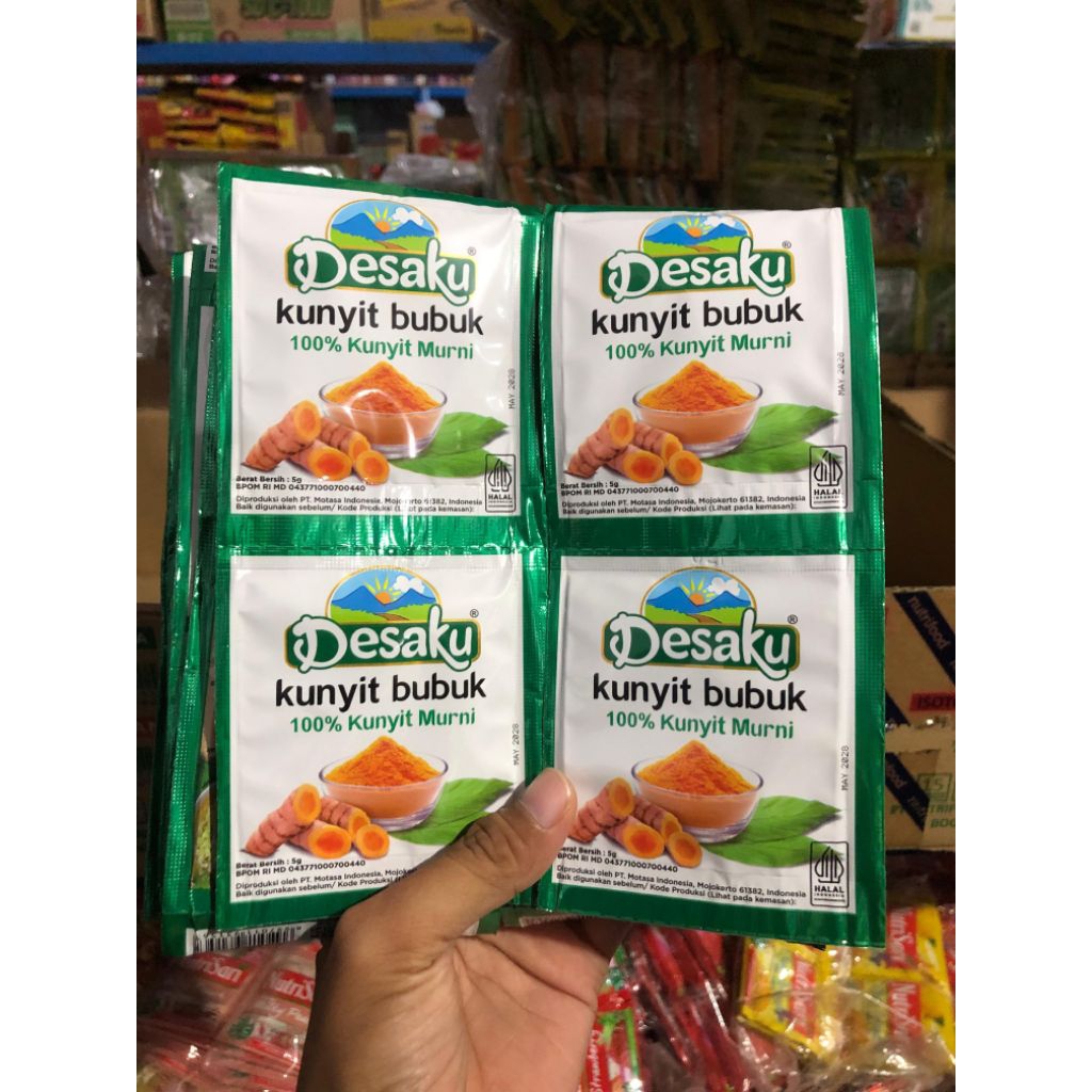 DESAKU KUNYIT BUBUK 1 Pack (2 renceng) bumbu masak kunyit bubuk praktis, kunir bubuk