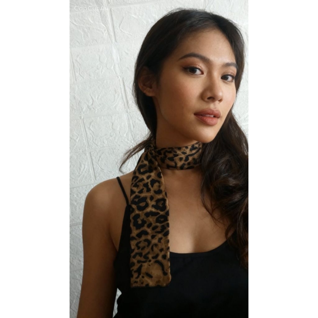 SYAL LEHER WANITA/SYAL SELENDANG LEHER MOTIF LEOPARD LEOPARD HITAM/SLAYER LEOPARD