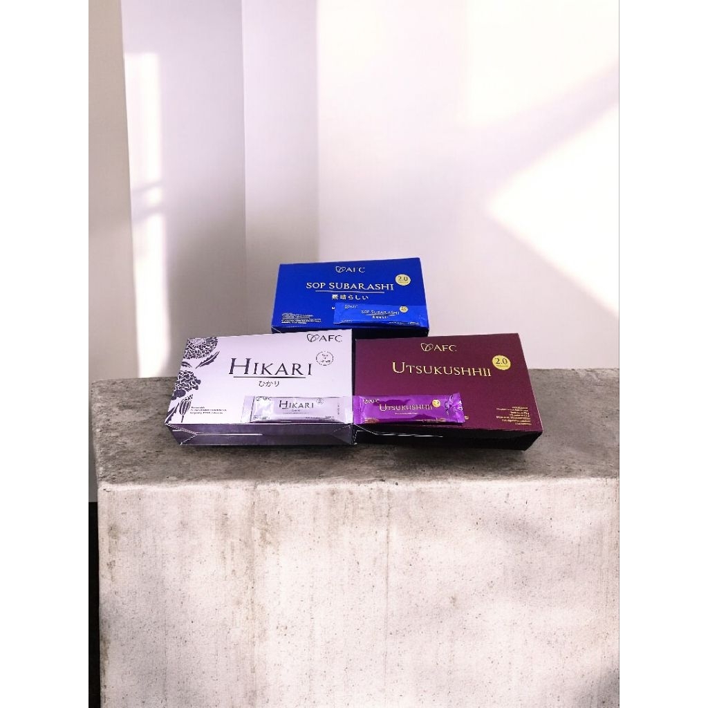 Suplemen Kesehatan AFC SOP Subarashi Gold, AFC Utsukushhii Gold, AFC Hikari ORI Segel Ecer Sachet