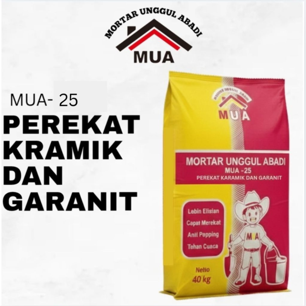MUA-25 Mortar perekat granit/keramik/batu alam ukuran 80x80cm pada dinding *Anti merosot *40kg