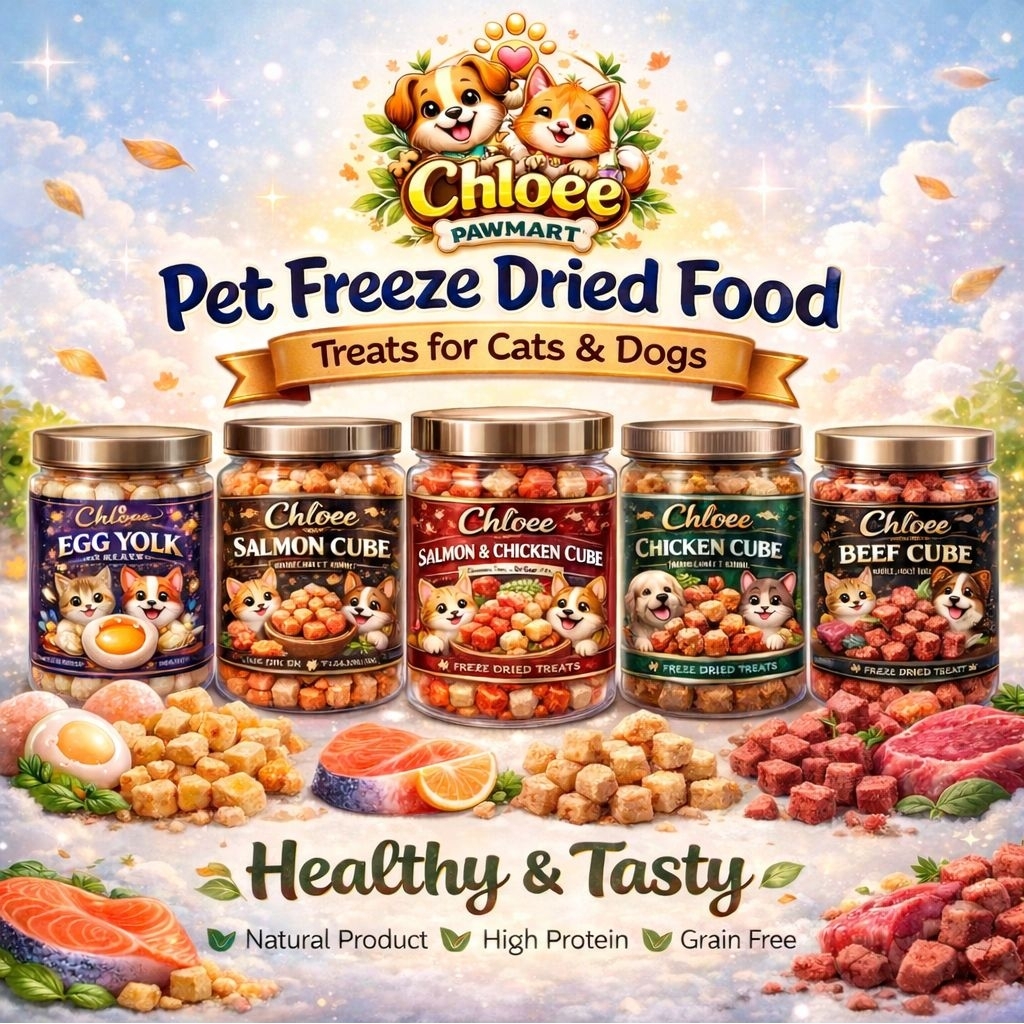 Freeze Dried snack treats anjing kucing beef salmon chicken egg yolk homemade