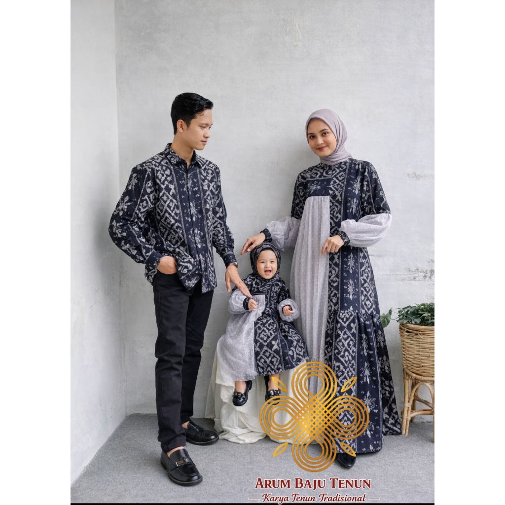 Set Couple Keluarga Tenun Jepara | Gamis Ibu Ayah Anak | Lebaran & Kondangan