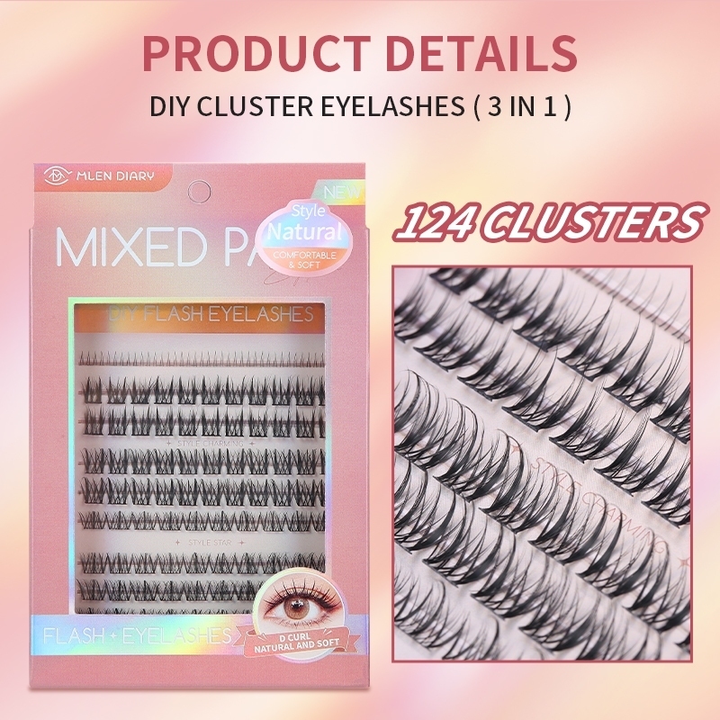 Mlen Diary Tahan Air Wispy M-Style 3 in 1DIY Cluster Eyelashes