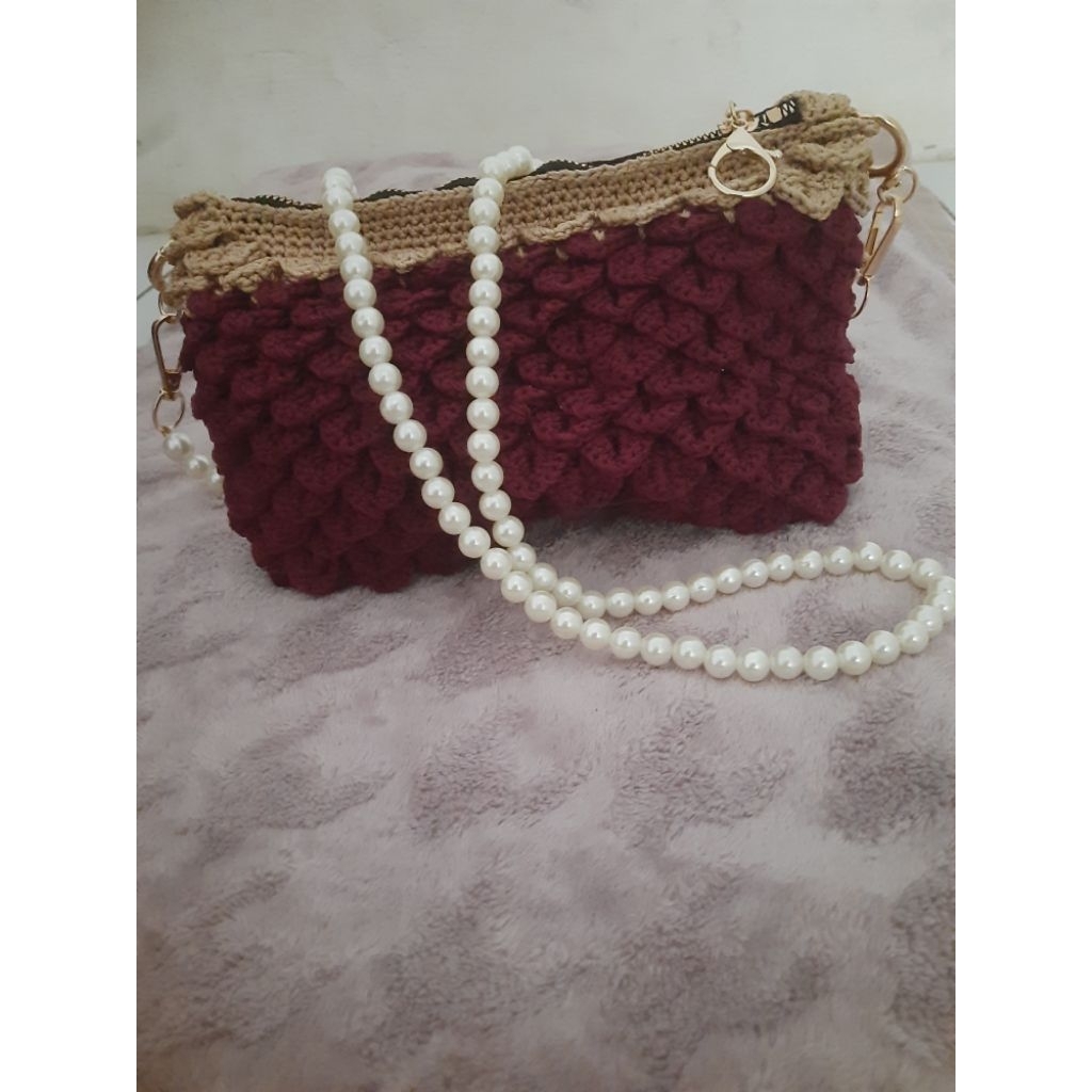 Tas rajut motif crocodile