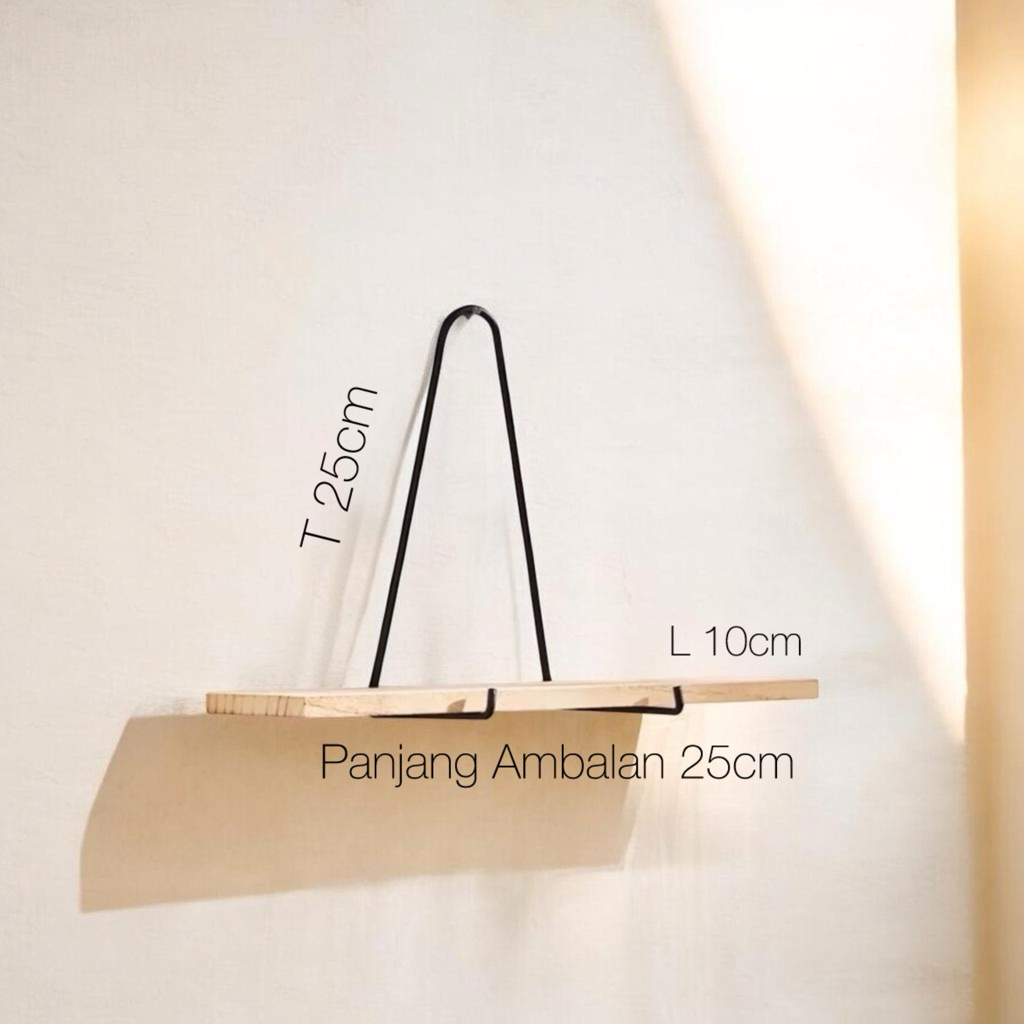 Rak Besi Kayu Dinding Minimalis Rak Pot Tempel Dinding Serbaguna 25cm