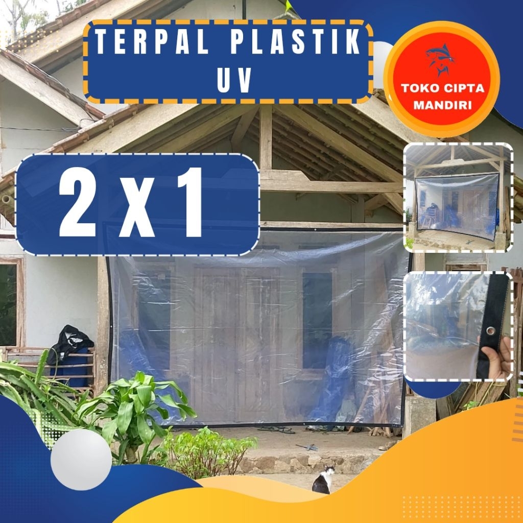 terpal plastik bening UV tebal 2x1 terpal plastik bening tebal pelindung dinding rumah pelindung huj