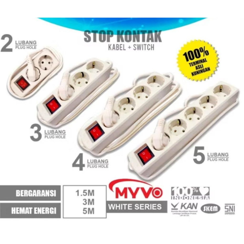 colokan kabel listrik / kabel rol / stopkontak merek mvvo