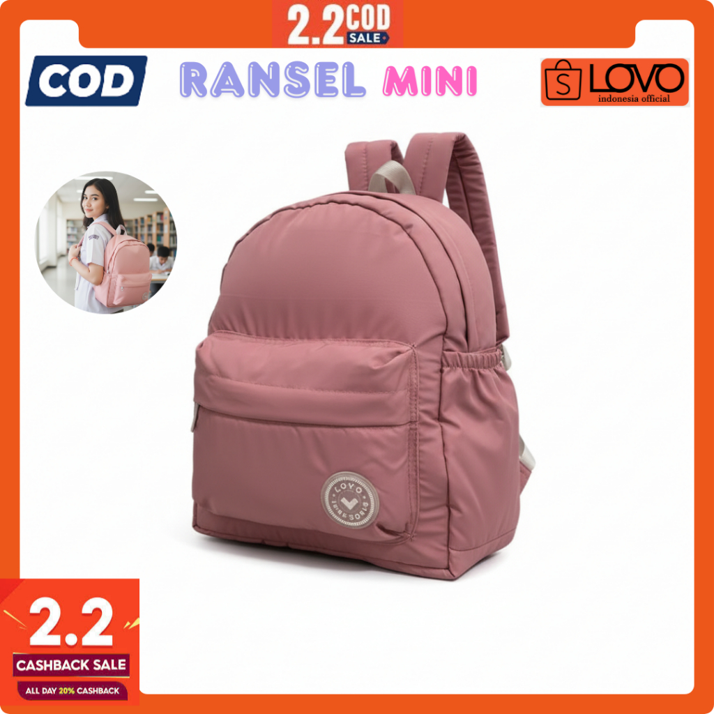 Lovo.id - Tas Ransel Mini Colour Pop Backpack Water reppelent - Tas Fahion Korea Stylish Zeeva