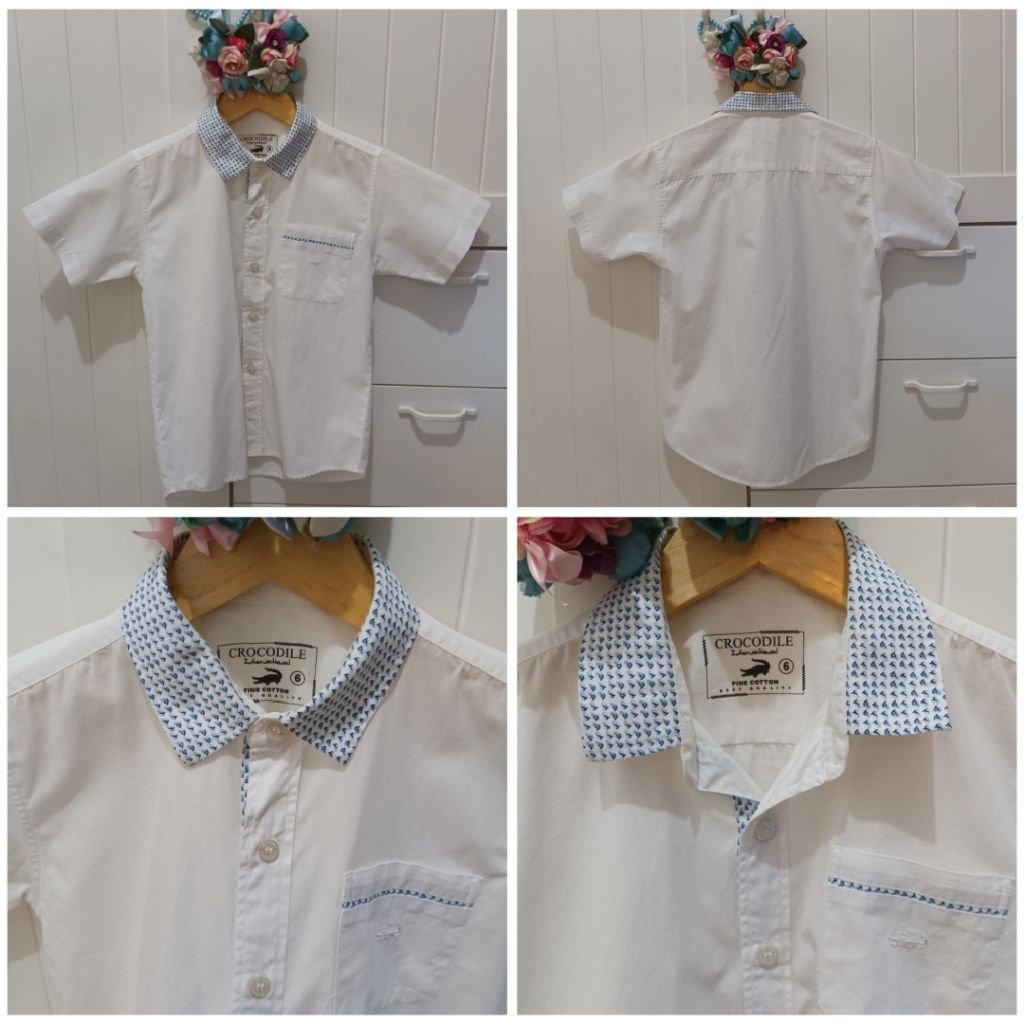 Kemeja Putih Crocodile Junior Original size6 Preloved Pakaian Anak laki2 cowok baju bekas