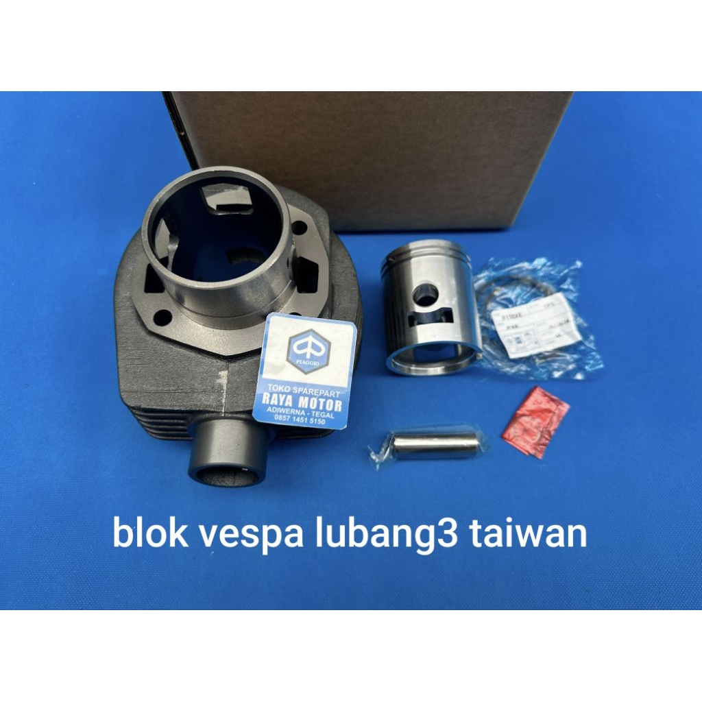 block blok buring cylinder vespa komplit lubang 3 taiwan