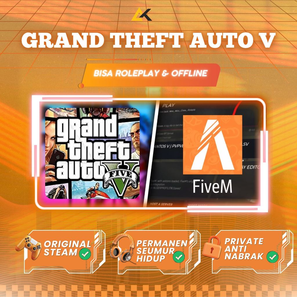GTA V STEAM / ROLEPLAY / GRAND THEFT AUTO 5  / OFFLINE / Game PC / Original Steam Download