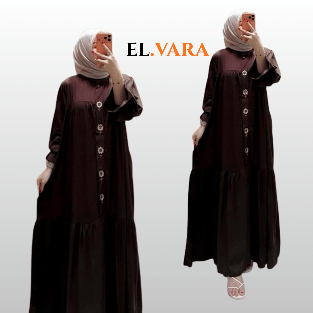 Melda Dress Gamis Rayon Twill Motif Bordil Bunga