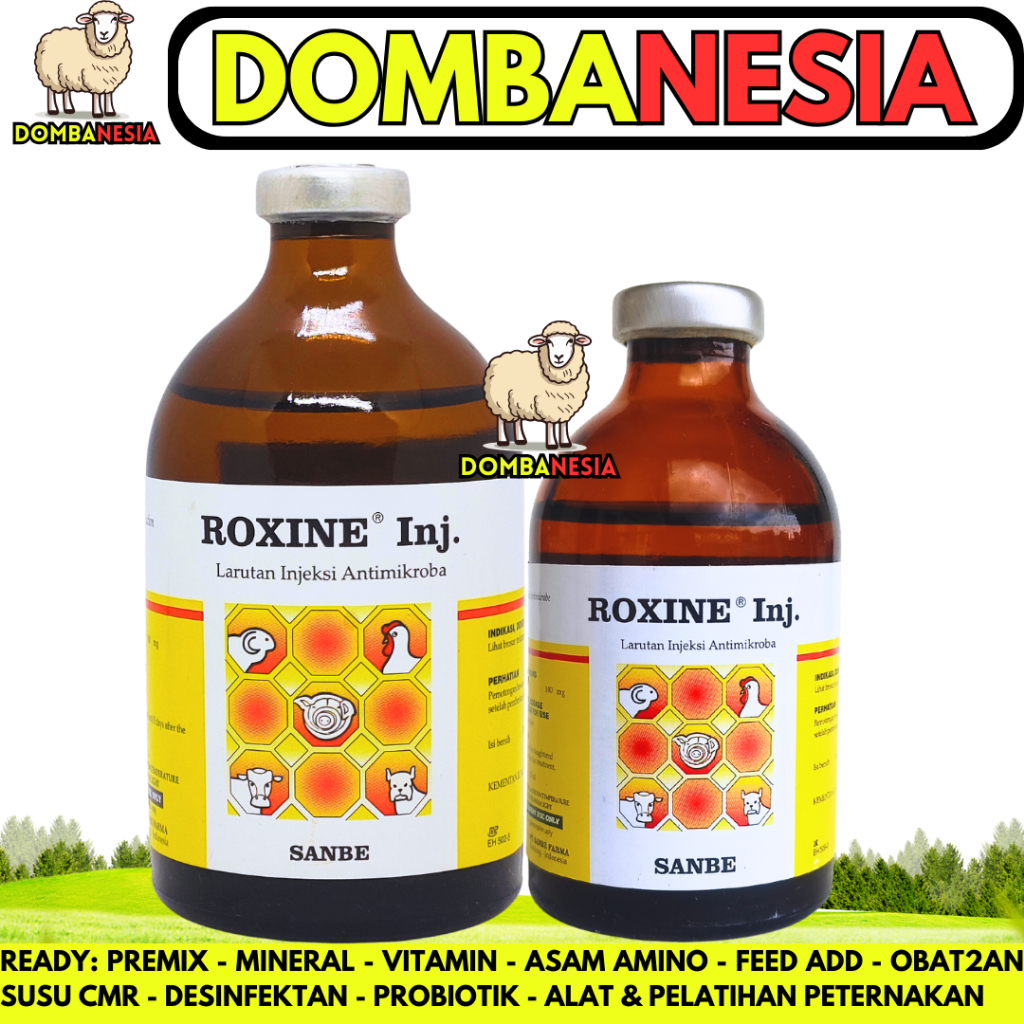 ROXINE INJ 100ML ROXINE 50ML SANBE - Obat Hewan Antibakteri Pernafasan Ternak Sapi Ayam Unggas Babi