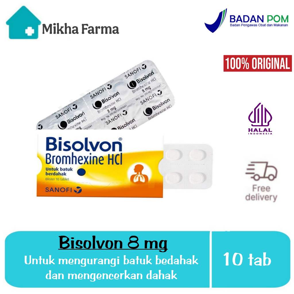 Bisolvon Tablet |  Strip 10 Tablet - Obat Untuk Batuk Berdahak, Pengencer Dahak