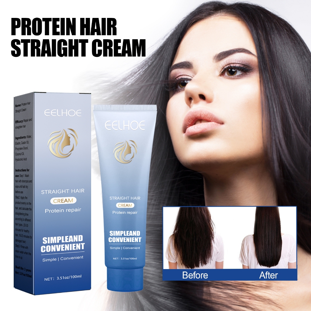 EELHOE Keratin Hair Treatment Pelurus Rambut Cream 100ml Hair Glossy Treatment Smoothing Rambut Kera